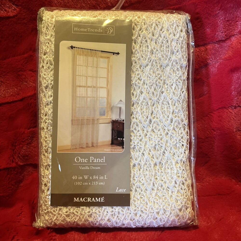 Home Trends Macrame Vanilla Dream Lace Curtain Panel One Piece 40x84” 90s